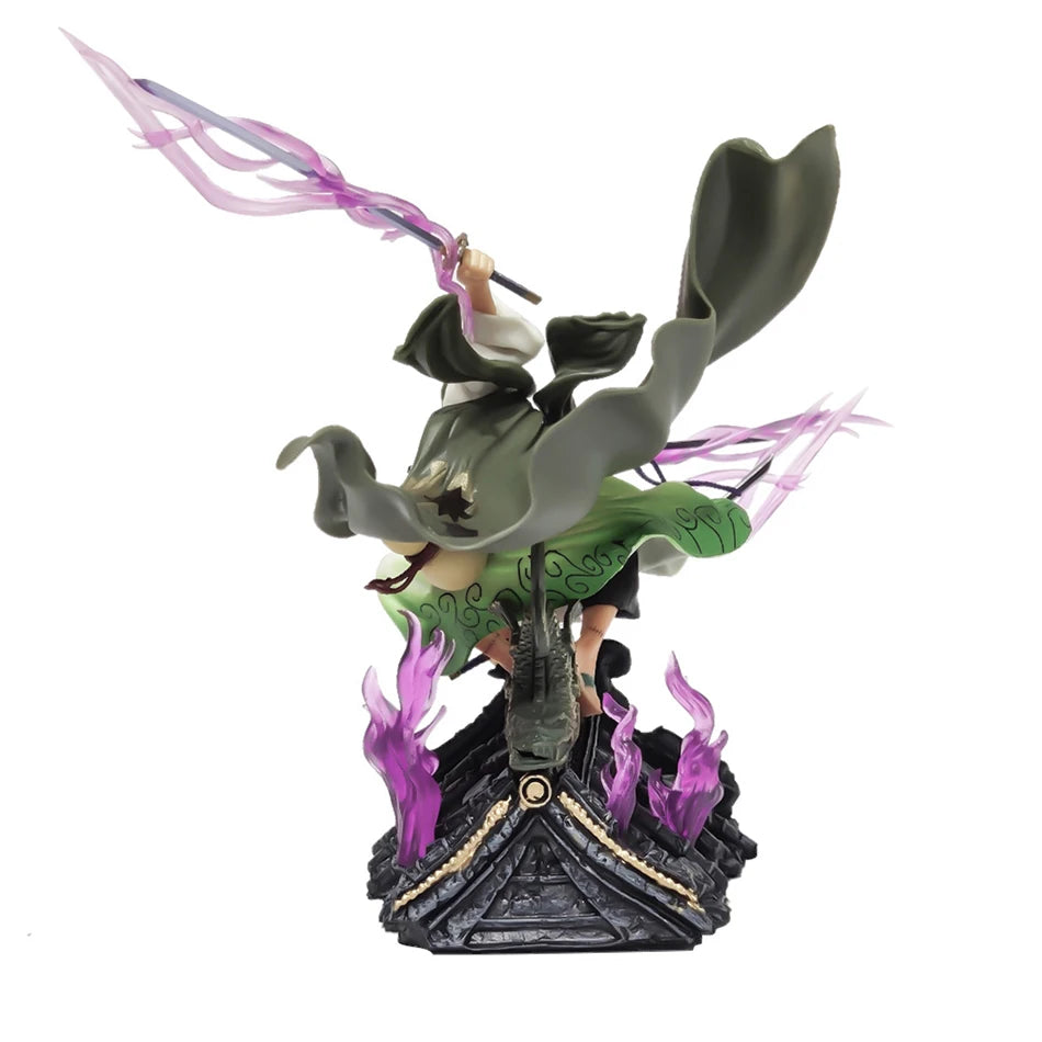 One Piece Figure 22cm Roronoa Zoro Roof Sauron Three-Knife Fighting Skill Anime Action Model Decorations PVC Toys Birthday Gifts