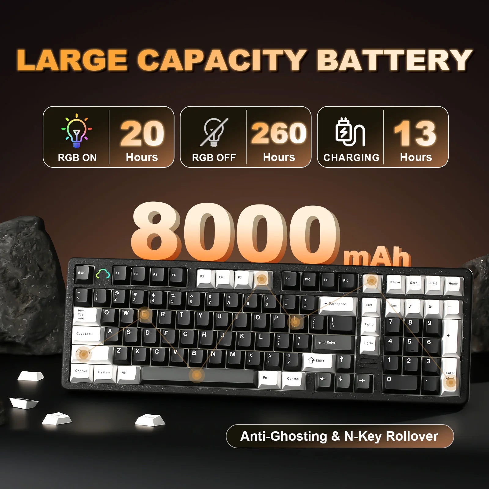 YUNZII AL98 Black Aluminum Mechanical Gaming Keyboard, QMK/VIA Wireless Custom RGB Keyboard, BT/2.4G/USB Gasket Win/Mac Keyboard
