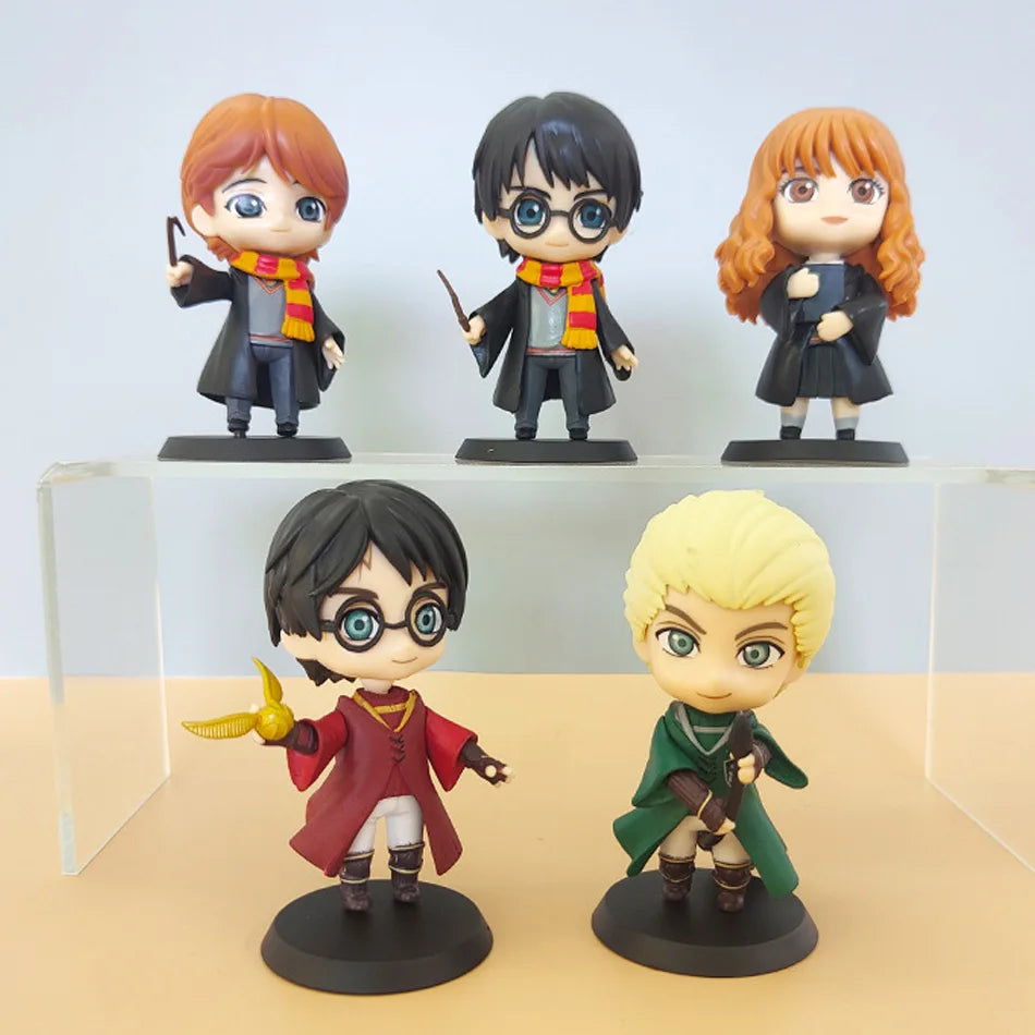 Harryy Potter 3pcs-10pcs Q Style Posket Hermione Ron Hedwig Vinyl Figure Toy Cake Decoration Car Model PVC Doll Toys