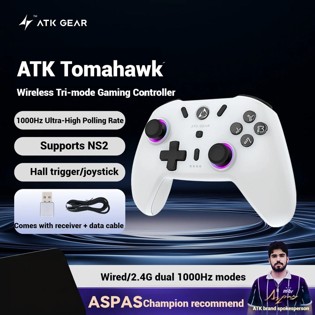 ATK Tomahawk Wireless Game Controller Tri-Mode 1000Hz Return Rate Gampad for Switch2 Pc XBox NS2 Android IOS Hall Rocker/Trigger