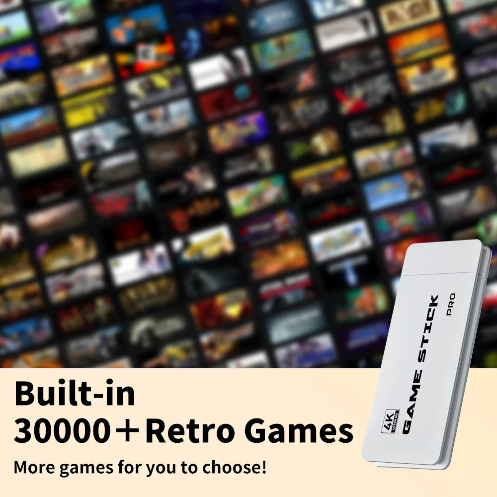 M15 Game Stick Retro Game Console with 30000+Games 4K HD Output for PS1/MAME/NEOGEO/NES/SNES/GBA Plug and Play for PC/TV/Monitor