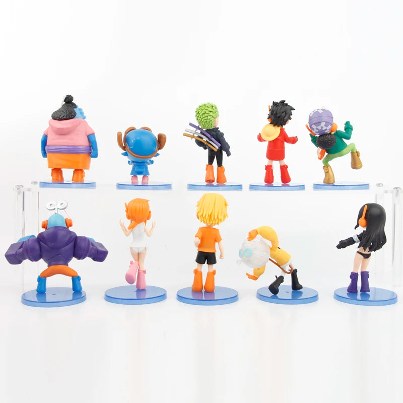 10pcs/set One Piece Luffy Zoro Nami Franky Figures Pvc Model Toys 6.5-10cm