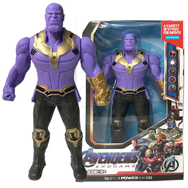 Avengers Spiderman Iron Man Hulk Captain America Collectible Superhero Action Figure Toy Luminous Hand Movable Kids Charm Gifts