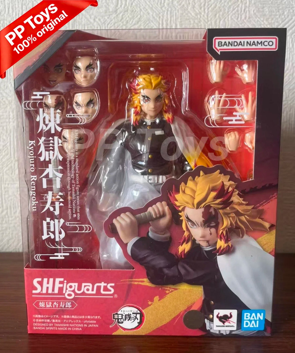 In Stock BANDAI S.H.Figuart Demon Slayer Kyojuro Rengoku Anime Action Collection Figures Model Toys PVC Gift Brand New Genuine