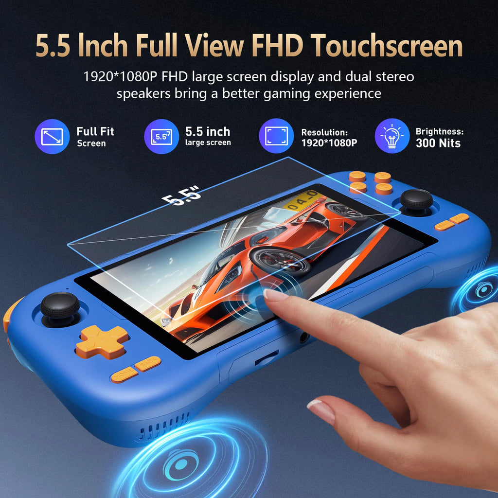 BOYHOM K56 Handheld Game Console 5.5-inch large screen,android 14,downloading games from the Google Store