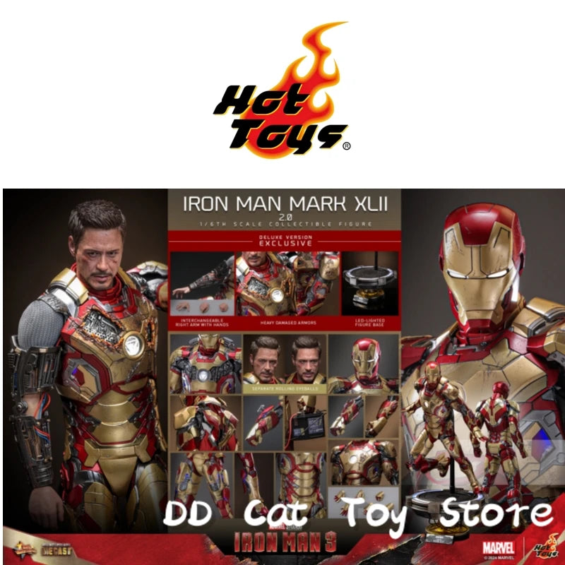 In Stock Genuine Hottoys Ht 1/6 Mms758 Mms759 Iron Man 3 Mark XLII Mk42 2.0 Alloy 12inch Scale Collectible Action Figure Toy
