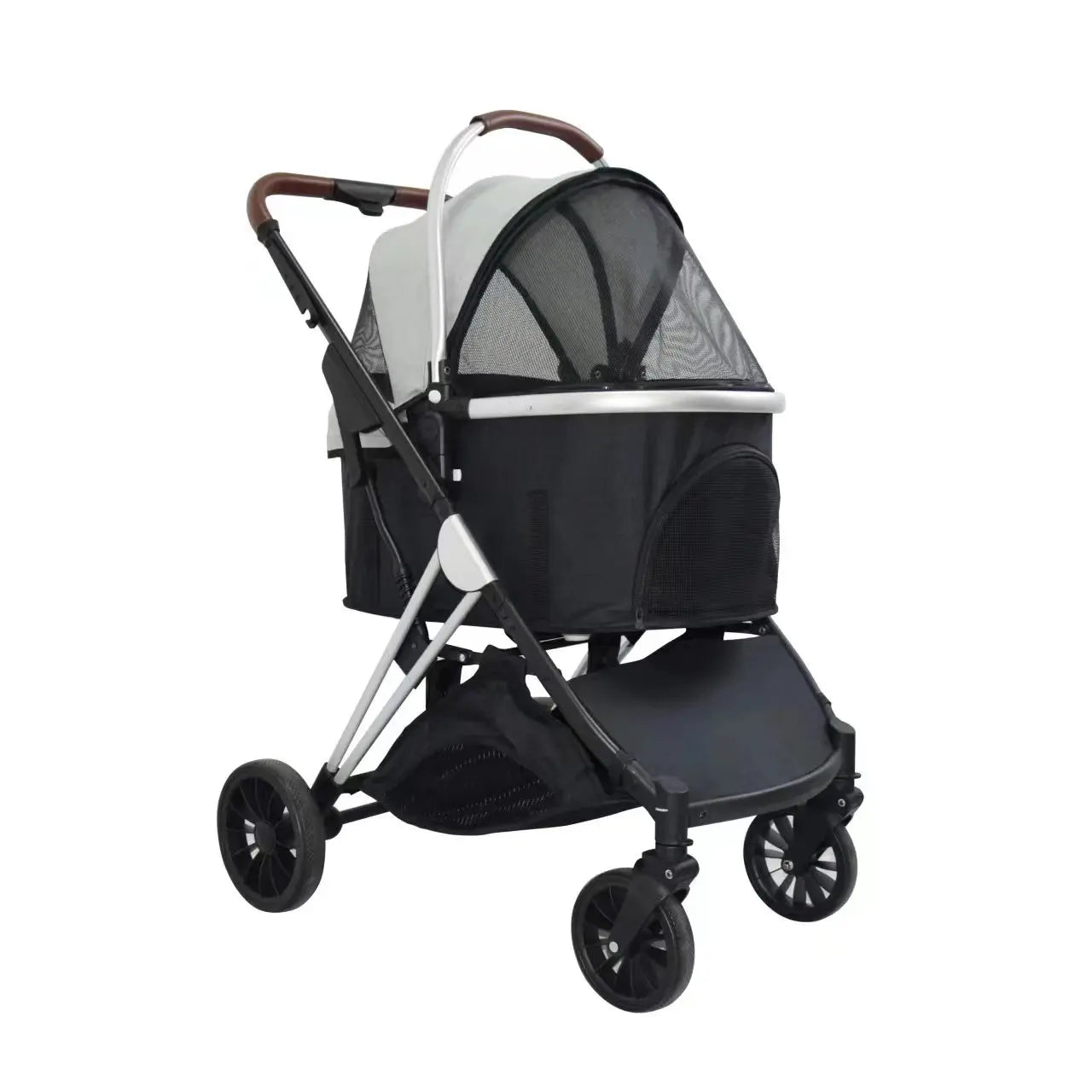 Pet Stroller With Storage Basket For Medium Large Dogs/Cats 3 In 1 Foldable Carbon Steel Alloy Detachable Carrier