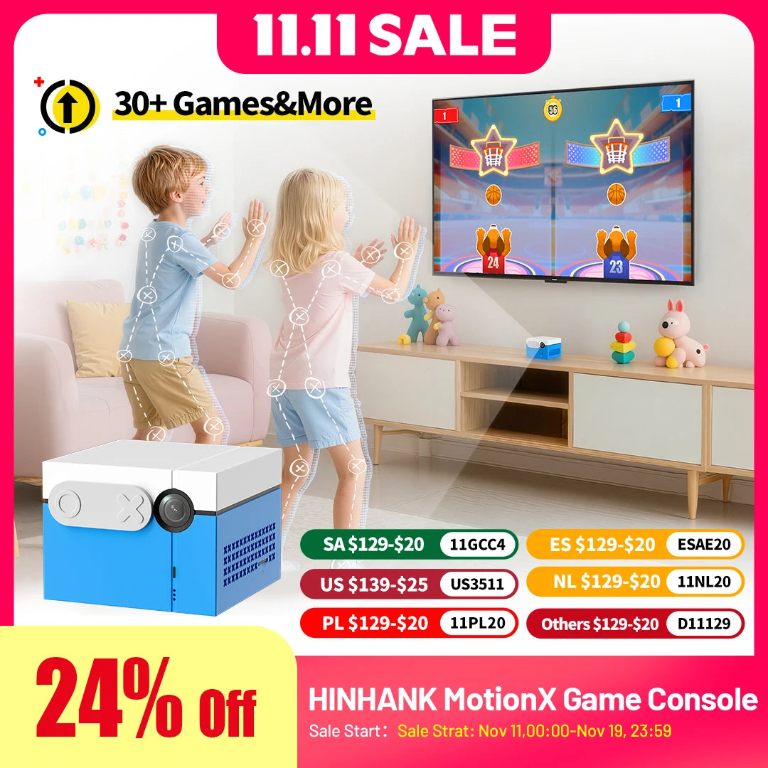 KINHANK MotionX Video Game Consoles with 30+Games for Kids & Families,Continuous Updates,Plug & Play Indoor Active Play System