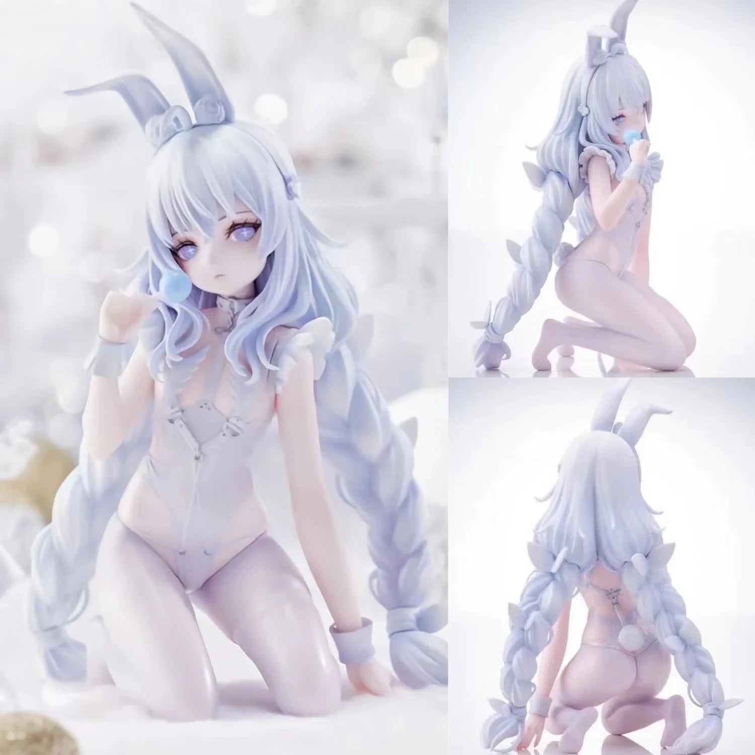 Anime-Spiel Azur Lane MNF Le Malin Figur Lazy White Rabbit Dress Up kniende Position Modell Spielzeug Geschenk Actionfigur