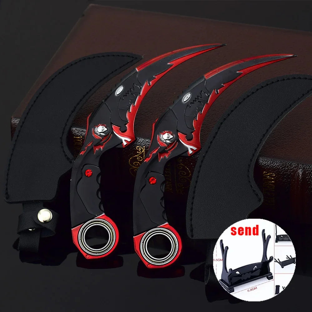 6,7 Zoll chinesischer Drache Karambit Metall Dark Moon Double Thorn Modell Spiel Leben und Tod Peripheriegeräte Golden Dragon Claw Knife Toy