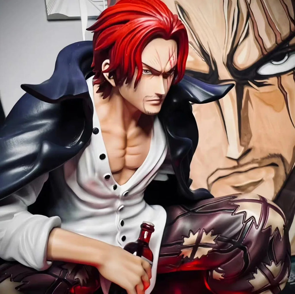 One Piece King Gk Anime Statue Modell Rote Haare Four Kings Shanks Bt Sitzhaltung Sammlerstück 17cm Ornament Actionfigur