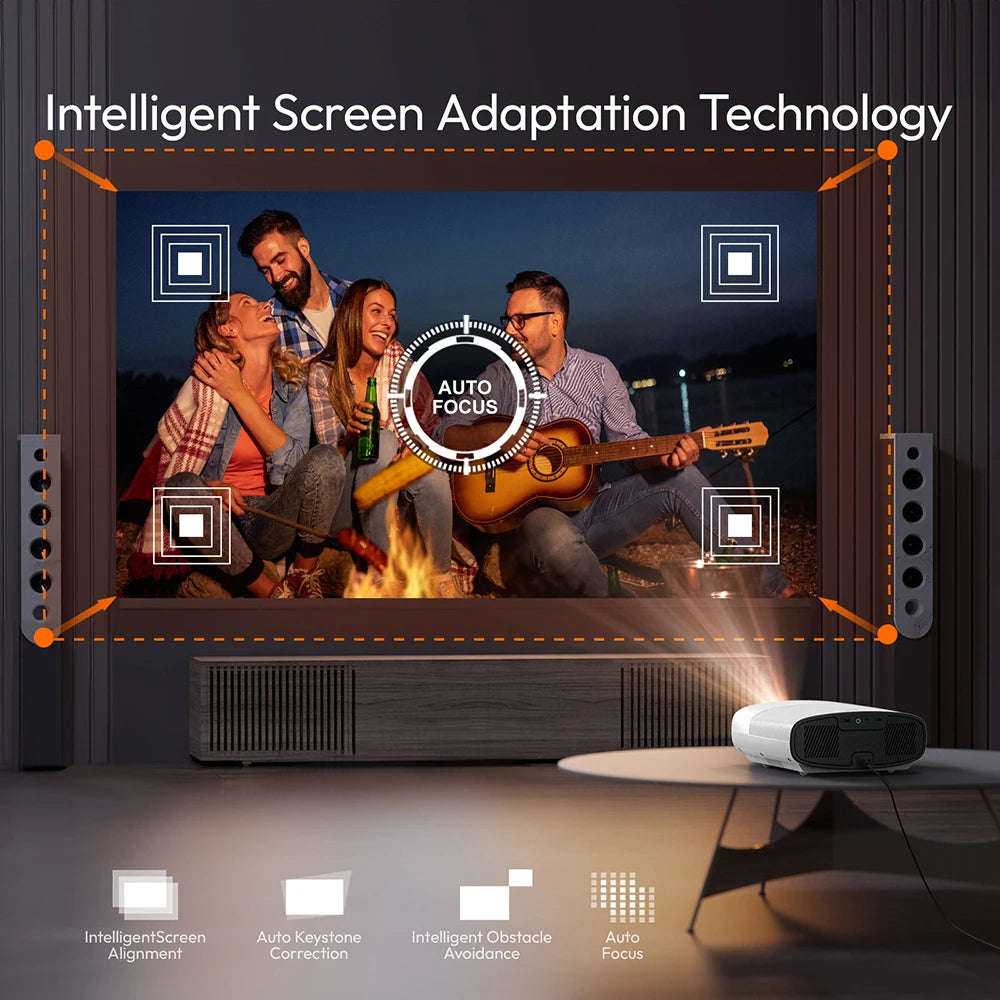 VEVSHAO A22 Full HD 1080P Projektor 4K 1000ANSI Android WiFi Autofokus 10W * 2 Heimkino-Projektor für Büro-Meeting-Video