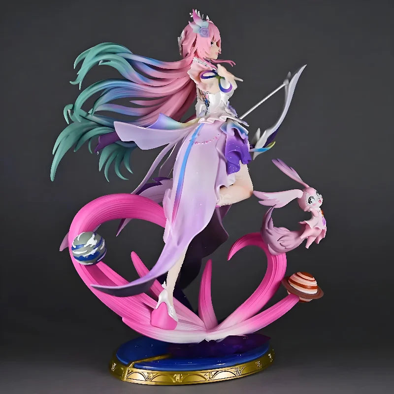 In Stock Pink Gradient Long Hair Girl Ornament With Bow Accessory And Small Pet Desktop Display Collection Gift