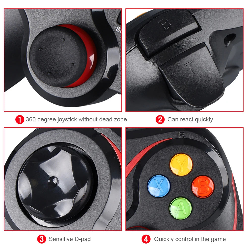 V8 2.4G Wireless Game Controller Gaming Joystick BT Wireless Gamepad Dual Vibration for Android/iOS/PC/PS3/Switch/Mobile Phone