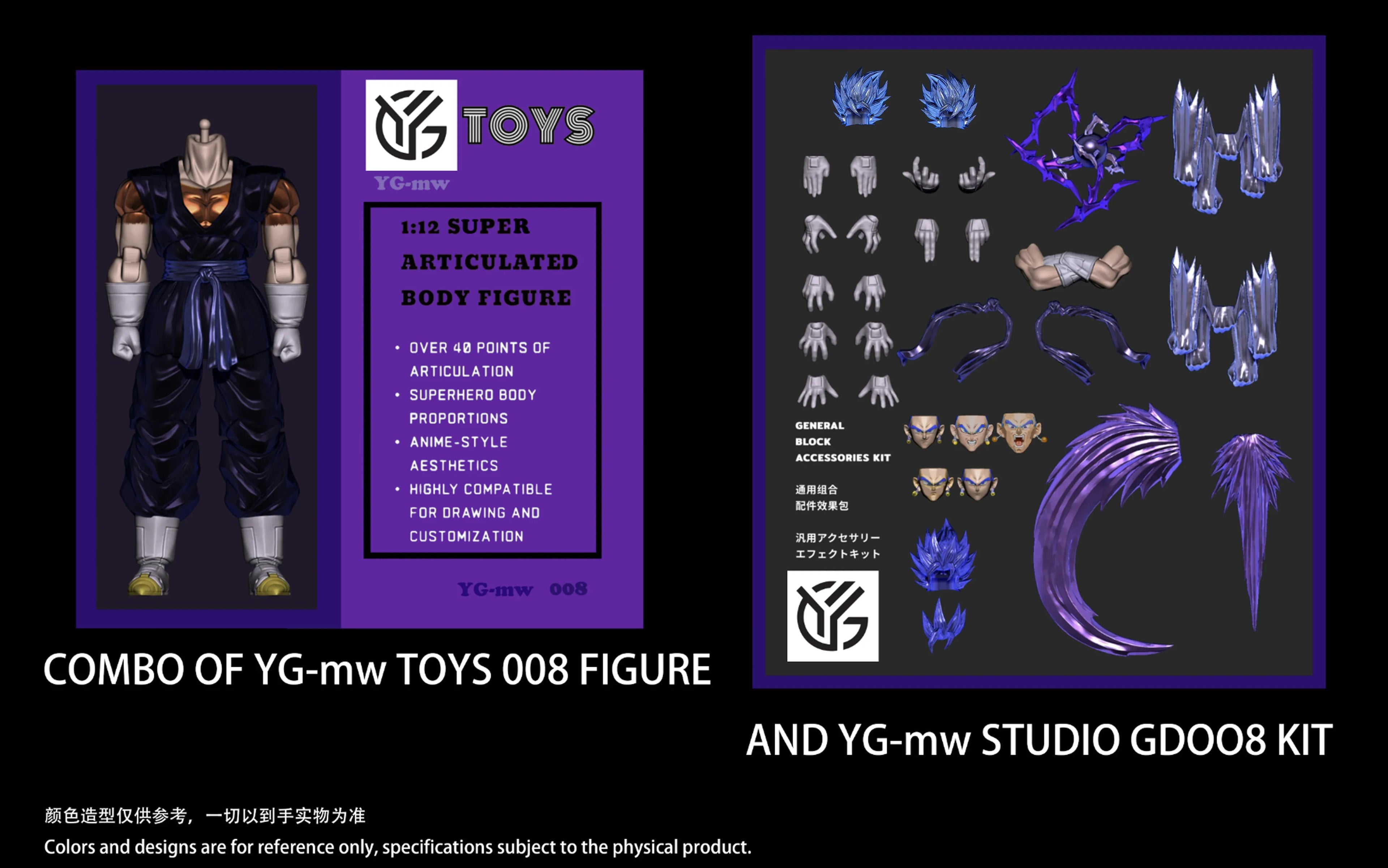 YG-MW Studio OC Toys Super Saiyan Vegetto Action Figures Dragon Ball SHF Super Saiyan SSJ Vegetto Son Goku Vegeta 3.0 Body
