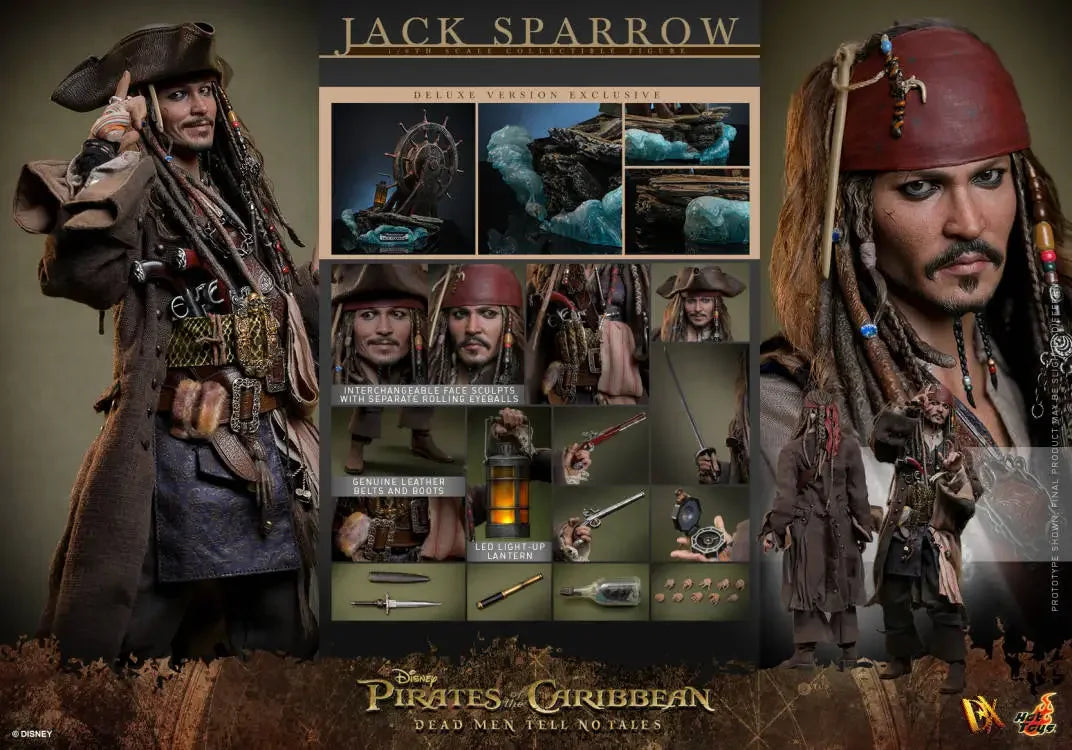 HOTTOYS HT 1/6 Pirates of The Caribbean Jack Sparrow DX37/DX38/DX39AE Hair Transplant Version Action Figure Collection Model Toy