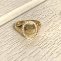 UBESTNICE Ins Popular Real 18K Solid Yellow Gold Jewelry AU750 Natural Diamond Seal Rings for Unisex Lovers Custom Letterring