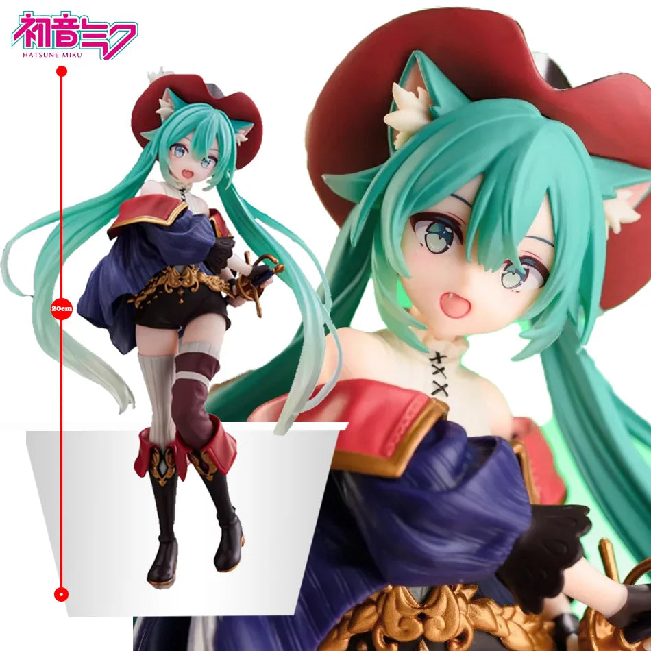 Hatsune Miku Anime Figurine Cute Desktop Action Figure 'Tale of Wonderland' Miku as Puss in Boots Kawaii Girl Model Toy Adorable