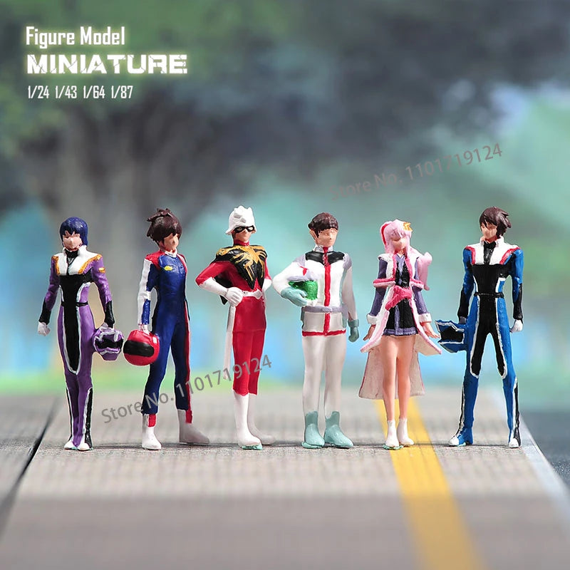 Miniatures 1/24 1/64 1/43 1/87 Anime Fighter Boy Girl Figure Diorama Street Scene Sand Table Prop Model For Car Vehicle