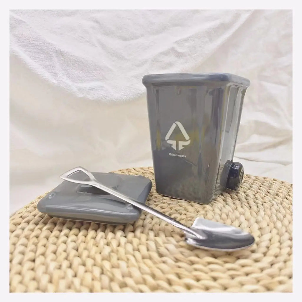 Funny Trash Can Ceramic Mug, Trendy Green Office Coffee Mugs, Breakfast Milk Oat Cups, Couple Water Cup,Birthday Gift Kawaii Cup