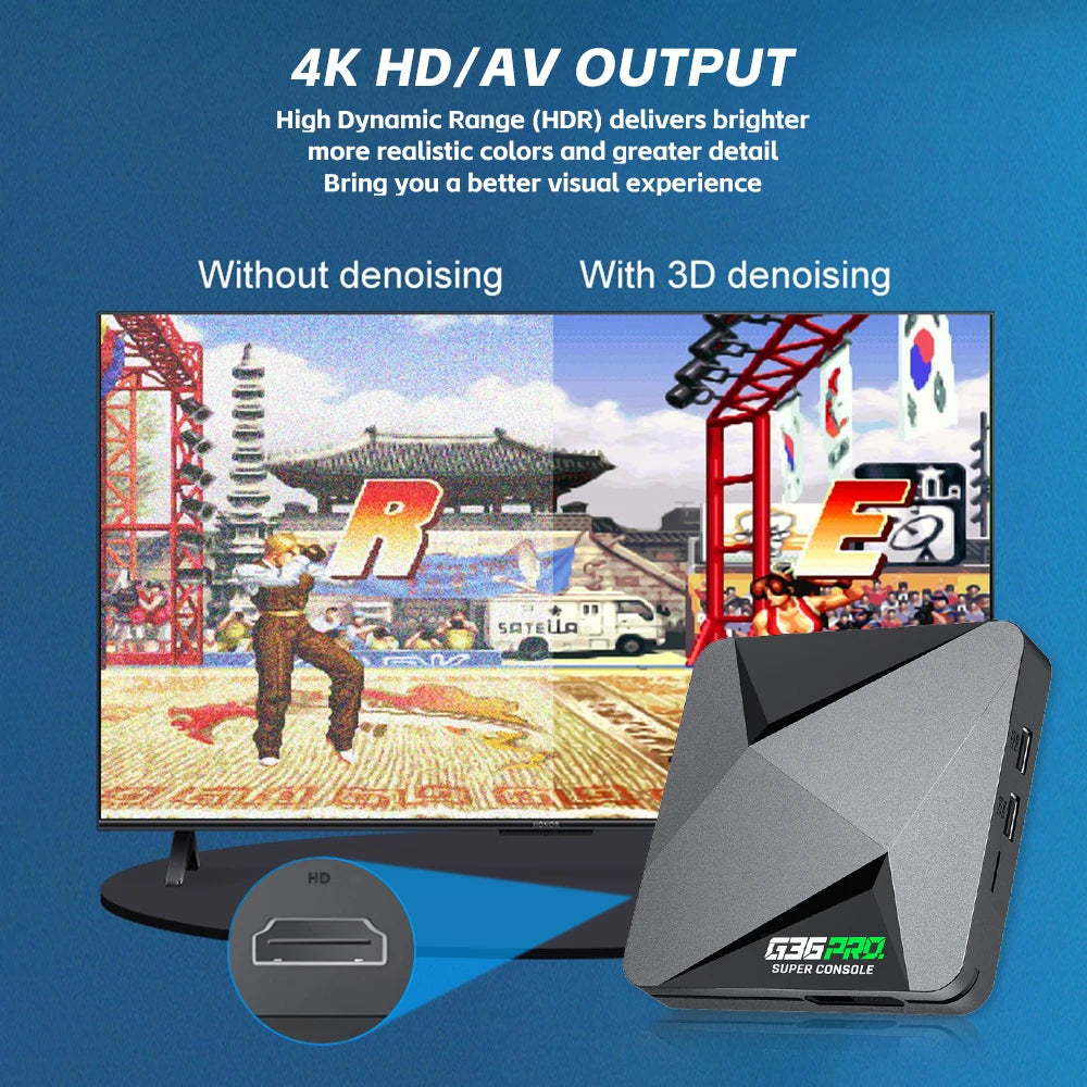 Super Console G36 Pro Retro-Videospielkonsole mit 120.000 Videospielen für PS1/GBA/MD/CPS mit Gamepad-Geschenkbox für Kinder