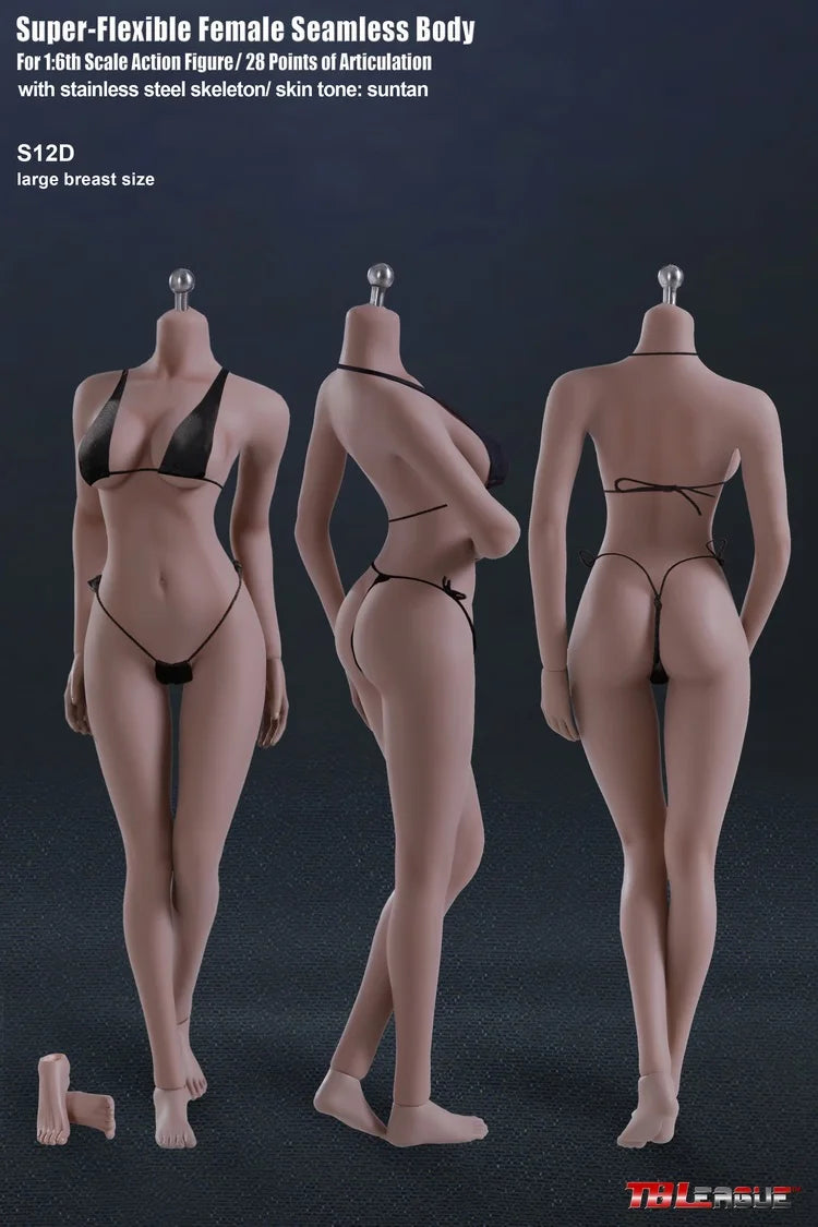 Tbleague Phicen 1/6 Weibliche Puppe mit superflexiblem Körper, ohne Kopf, sonnengebräunte/blasse Haut, kleine/mittlere/große Brust, 12 Zoll weibliche Actionfiguren