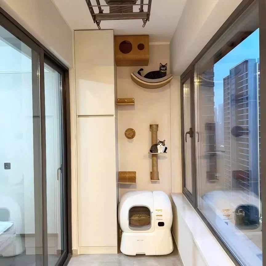 Cat Tree Tower Sisal Stairs Scratching Post Indoor Cats Gym Catwalk In Sky Accessories Toy Cat Climbing Shelves