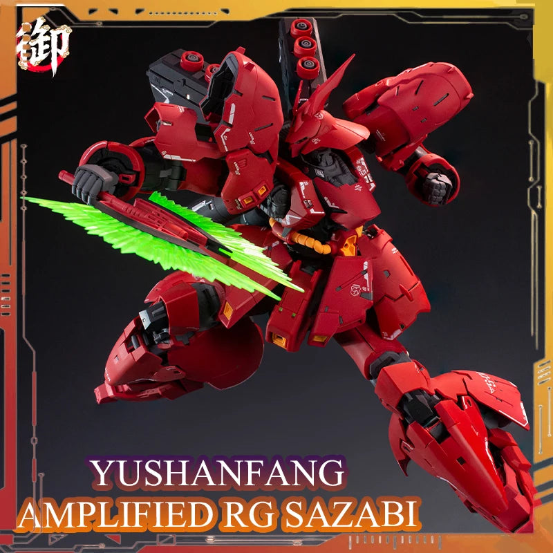 YUSHANFANG Model Amplified RG Sazabi Action Figures MSN-04 Anime Figure 1/100 Scale Assembly Model Kit Plastic Toys Free Gift