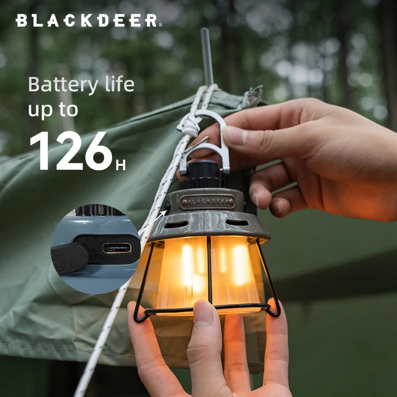 BLACKDEER Преносими къмпинг светлини, акумулаторна LED светлина, трекинг фенер, аварийна крушка, високоенергийно осветление за палатки, 4 режима на осветление