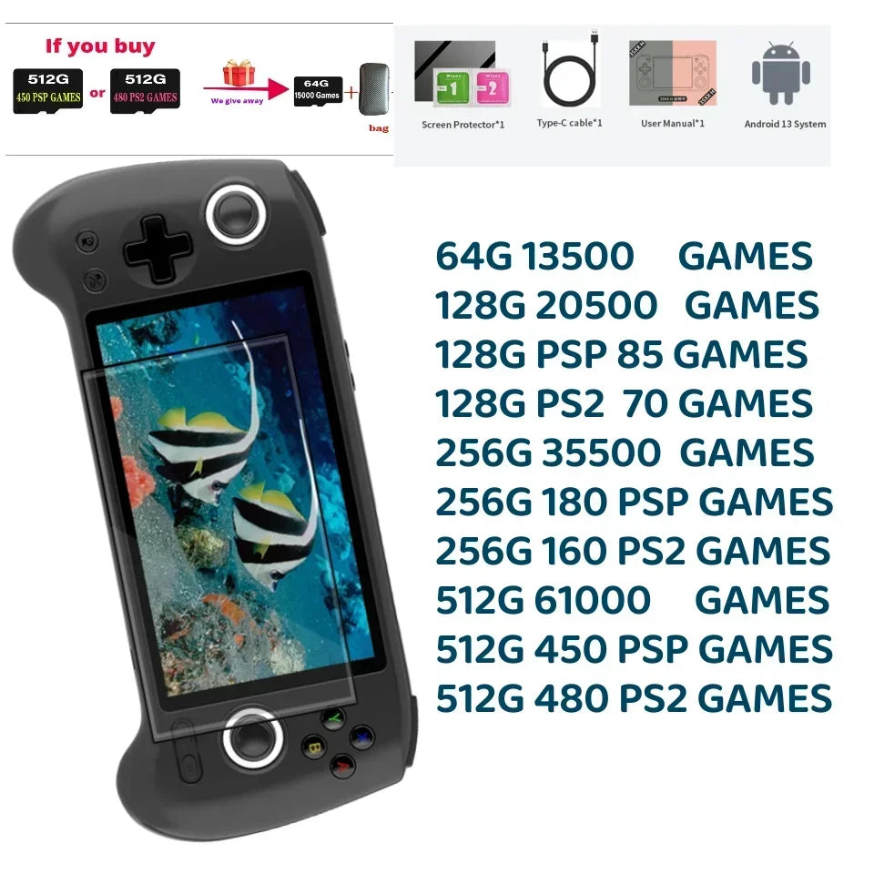 ANBERNIC RG556 Handheld Game Console 5.48-inch AMOLED Screen Android 13 Retro Game 1080*1920 Resolution 8GB LPDDR4X PS2 RG 556