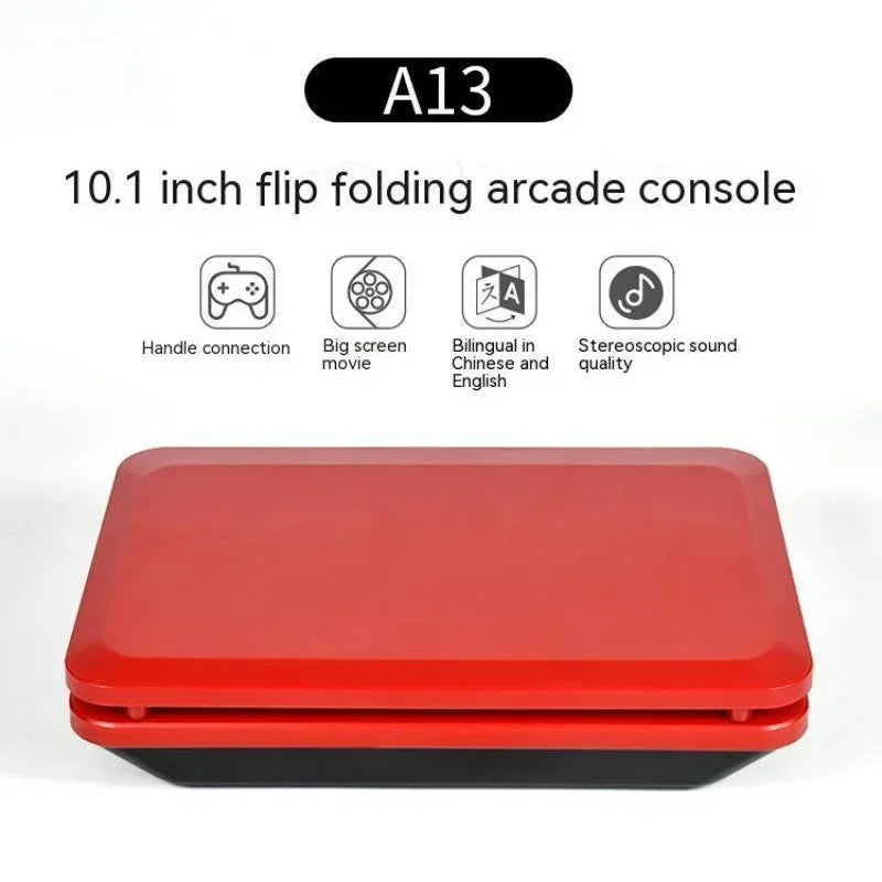 Powkiddy A13 Retro Game Arcade 10 Inch Hd Screen 30000 Game Machine Folding Flip Rk3128 Chip Cpu Simulator Detachable Joystick