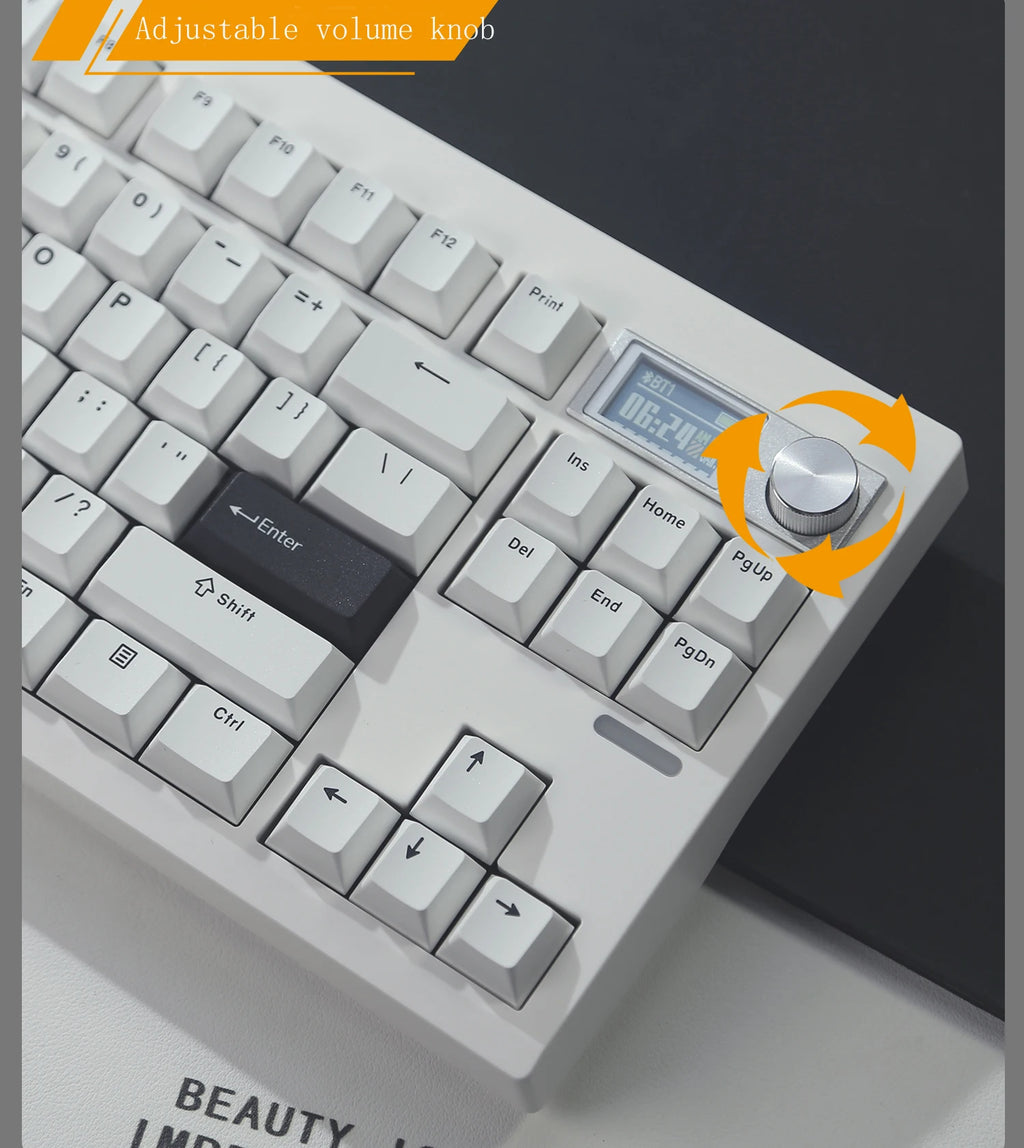 GMK87 Wireless Hot-Swappable Mechanical Keyboard Bluetooth/2.4g With Display Screen and Volume Rotary Button for Games and Work