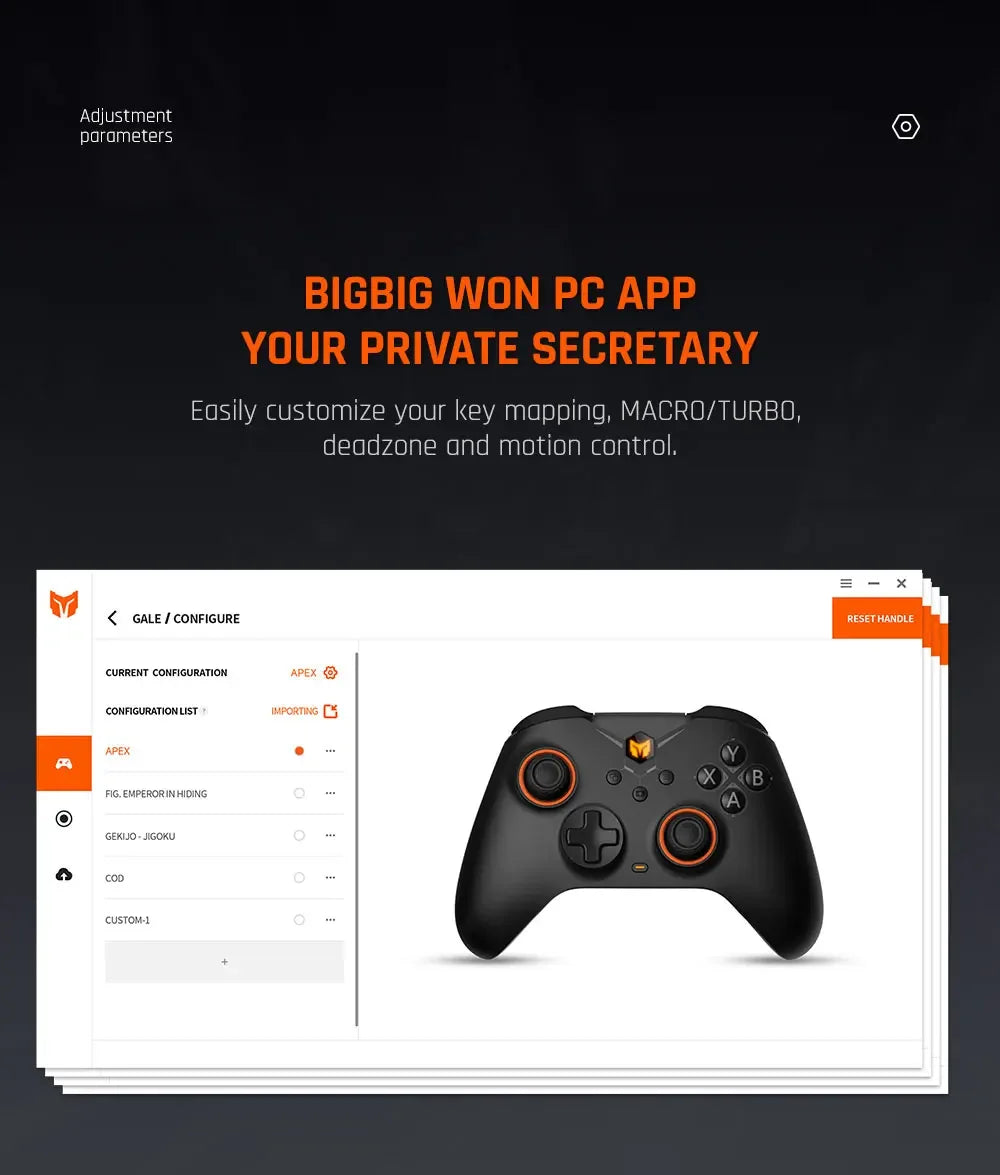 BIGBIG WON Gale Wireless Controller Motion Gamepad Control Hall Joysticks&Triggers with Thumbstick App for Switch/PC/iOS/Android