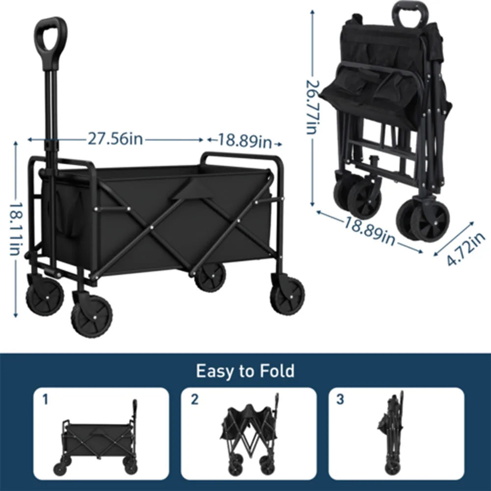 Foldable Garden Wagon Cart Portable Camping Trolley ,Outdoor Multi-function Foldable Carts Wagon for Beach or Shopping Utility