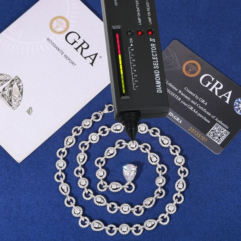 Full Moissanite Waterdrop Diamond Necklace For Women 925 Sterling Silver Neck Chain Iced Out Bling Luxury Wedding Party Jewelry