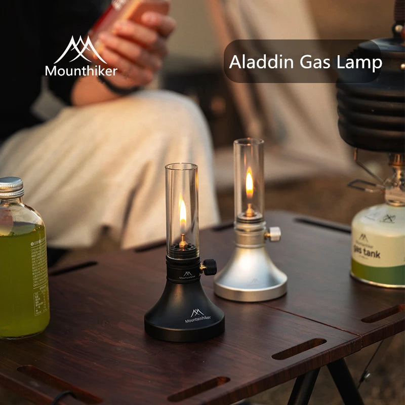 Газова лампа Mounthiker Aladdin, фенер, ретро стъклена газова атмосферна светлина, оборудване за риболов, пикник, къмпинг, газова свещ