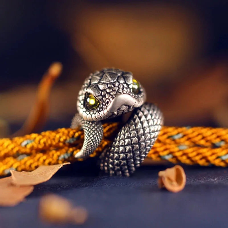 925 Sterling Silber Vintage Schlangenanhänger Gratis mit verstellbarem 13-18CM Seilkettenarmband für Frauen Männer Schmuck