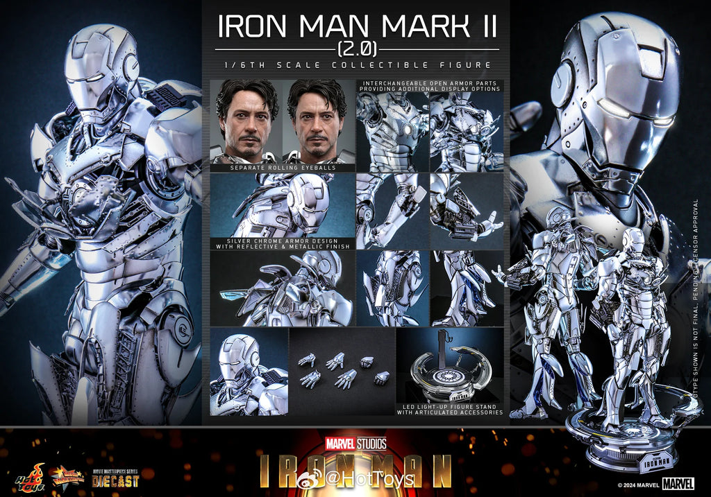 Genuine Hottoys Marvel Ht Figure 1/6 Mms733 Iron Man Mk2 2.0 Mark2 Die Cast Action Figurine Collection Model Customized Doll Toy