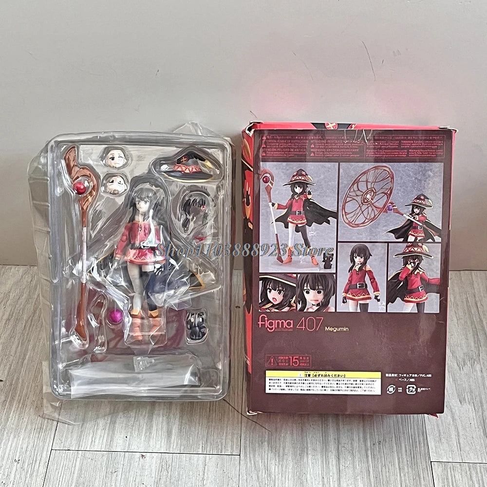 Anime Sekai Figma 407 Figure Konosuba Megumin Bless This Wonderful World 2 Model Handmade Toy Doll Birthday Gifts