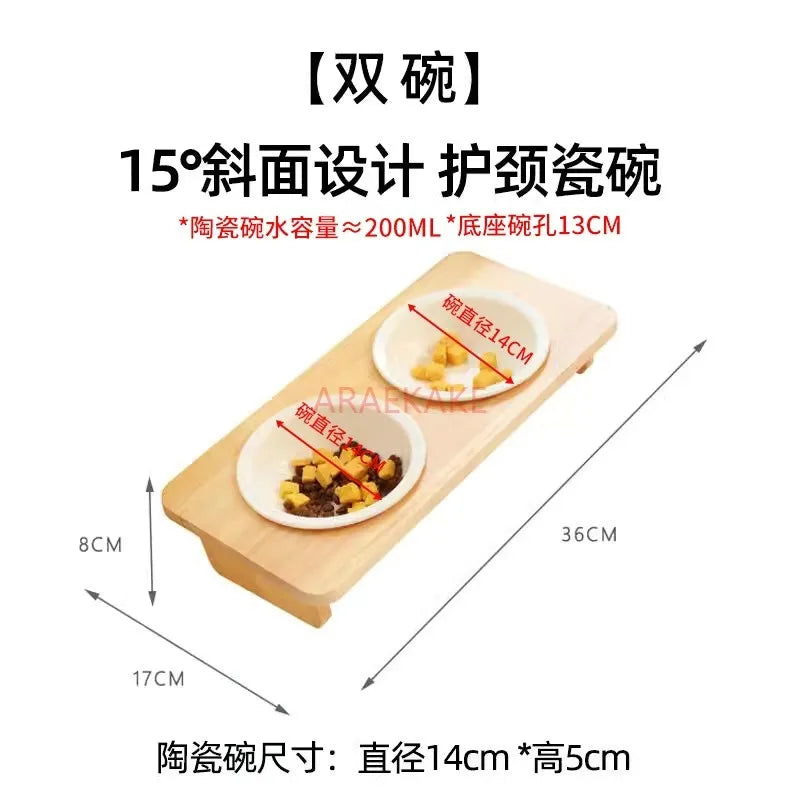 Cat Bowl, Cat Food Bowl, Ceramic Pet Bowl, Cat Rabbit Rabbit Rice Bowl, Drinking Water Integrated Cat and Dog Water Bowl Supplie