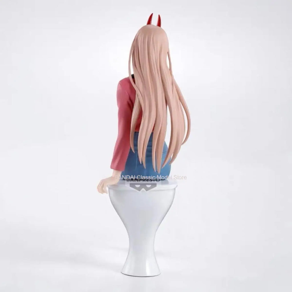 Original Genuine Banpresto Chainsaw Man 18cm Power Sitting Position Action Figures PVC Model Doll Collection Desktop Toys