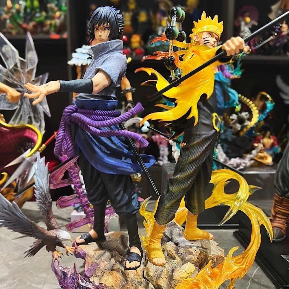 Anime Naruto Shippuden Figurine Naruto Uzumaki Uchiha Sasuke Action Figure 38cm PVC Toy Statue Collection Model Birthday Gifts