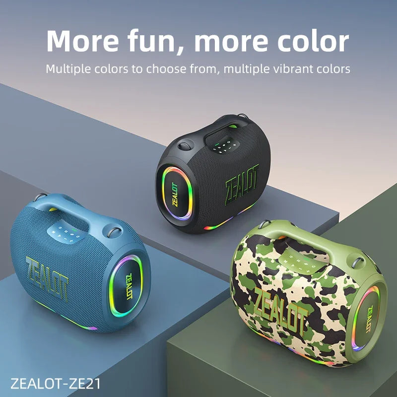 ZEALOT-ZE21 250W Big Power Wireless TWS Subwoofer Bluetooth Speaker High Volume Waterproof Portable Mobile Power HIFI Sound