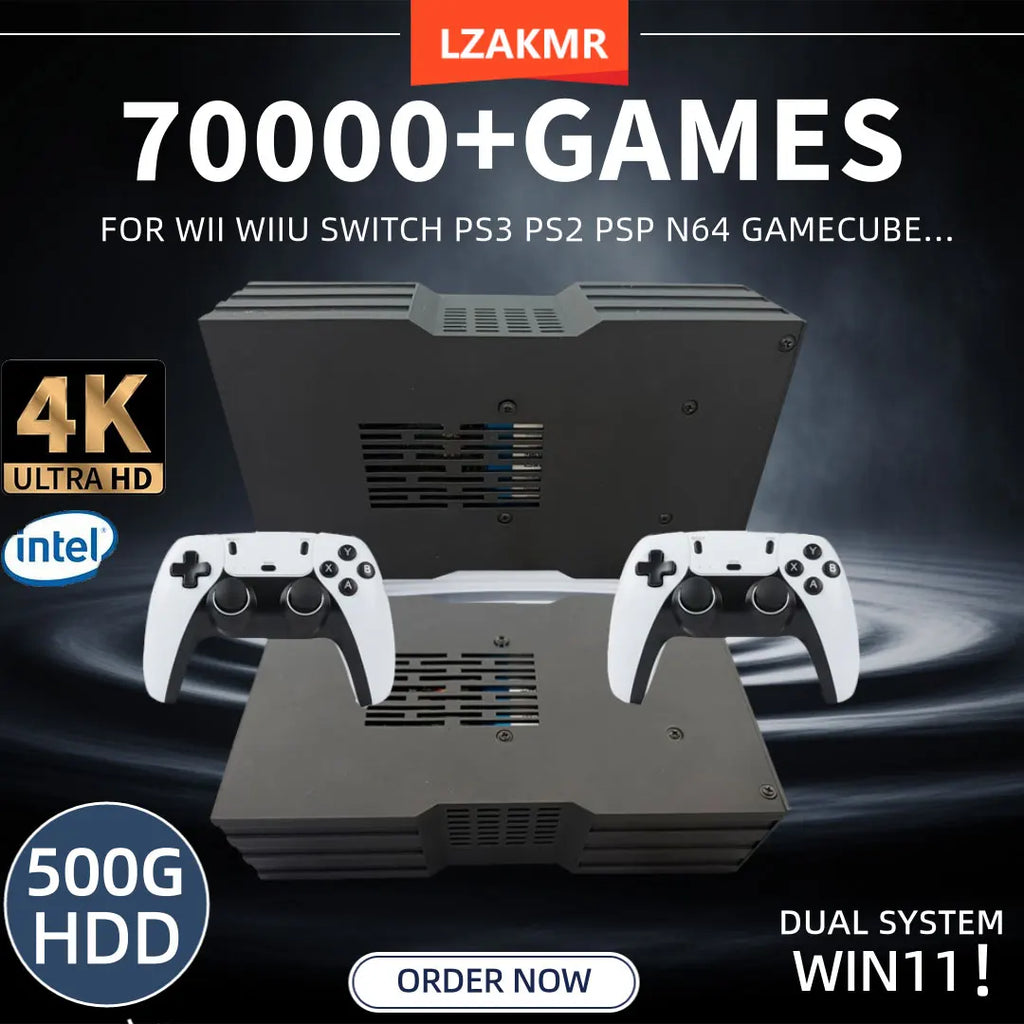 Super Game Console X King 8G Ram 500G Gaming SSD Batocera 3865U 70000+Games For Wii PS2 XBOX PSP Switch N64 Wireless handle