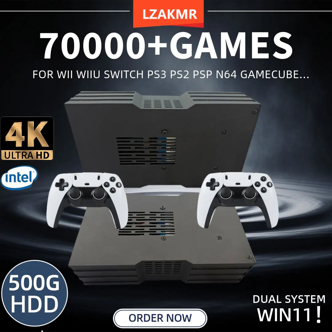 Super Game Console X King 8G Ram 500G Gaming SSD Batocera 3865U 70000+Games For Wii PS2 XBOX PSP Switch N64 Wireless handle