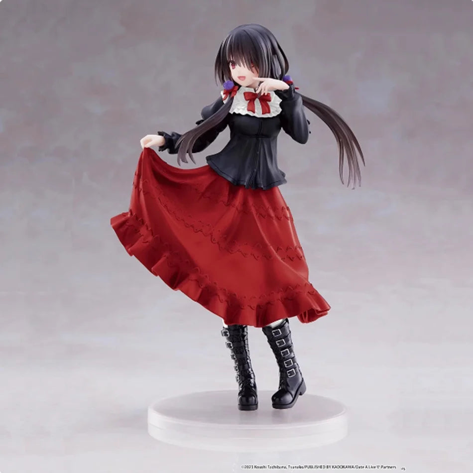 18CM DATE A LIVE Tokisaki Kurumi Anime Figure Cute Girl Model Toy PVC Black Dress Dress Up Standing Model Car Ornaments