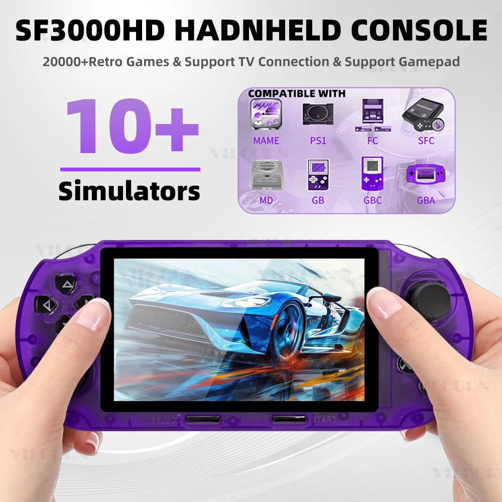 SF3000HD Retro Handheld Game Console 4.5 inch Pocket Video Game Player [with HD Cable] Support TV Output Arcade Game Console