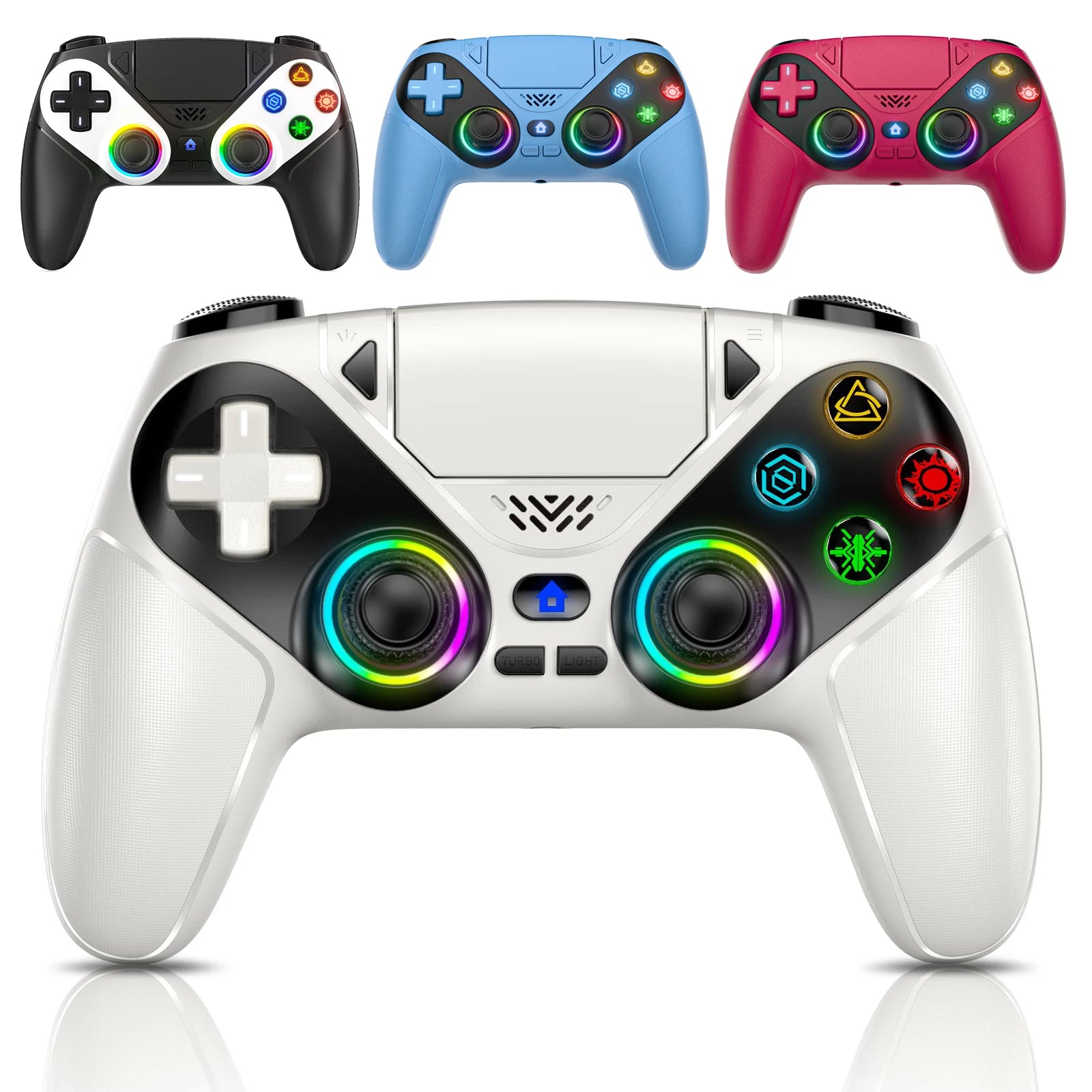 Controller for PS5/PC Gamepads Game Joystick Handle W/ RGB Light Hall Effect Triggers Turbo Vibration Touch Programmable Button