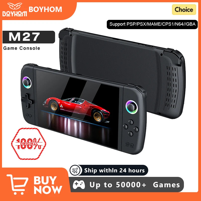 2025 new M27 Portable Pocket Retro Handheld Video Game Console 7.0Inch IPS Screen 1024*600 Display Support LINUX Emelec HDMI Out