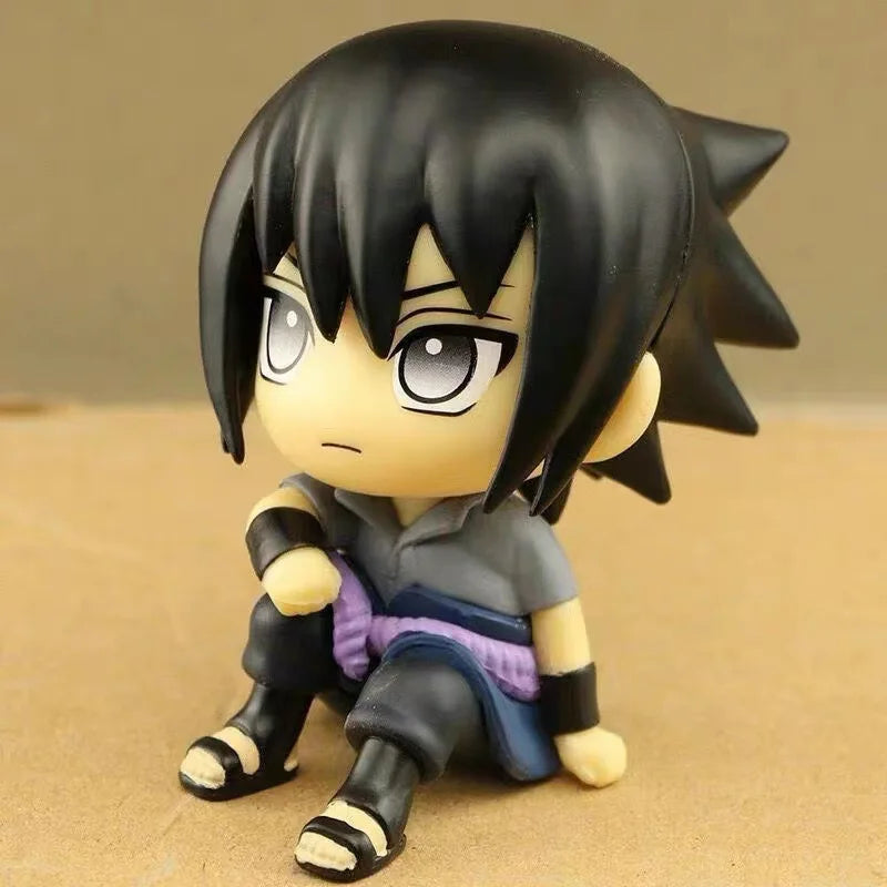 8cm Anime Sitting Naruto Kakasi Sasuke Animation PVC Plastic Model Collection For Fans Japan Figure Toys Christmas Gifts